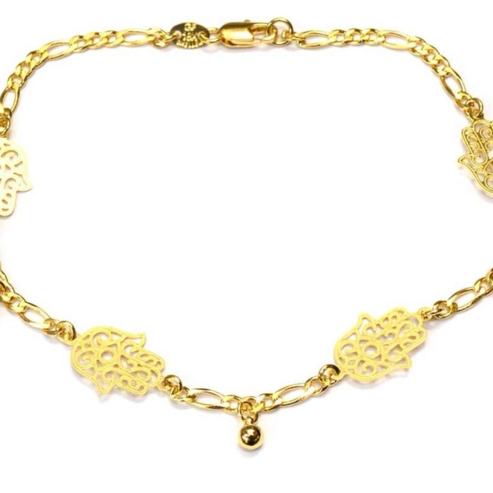 14K Gold Hamsa Anklet
